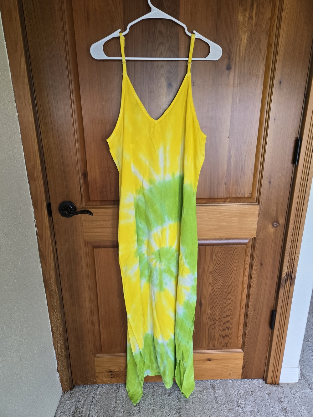 Yellow & Green Tie-Dye Slip Dress
